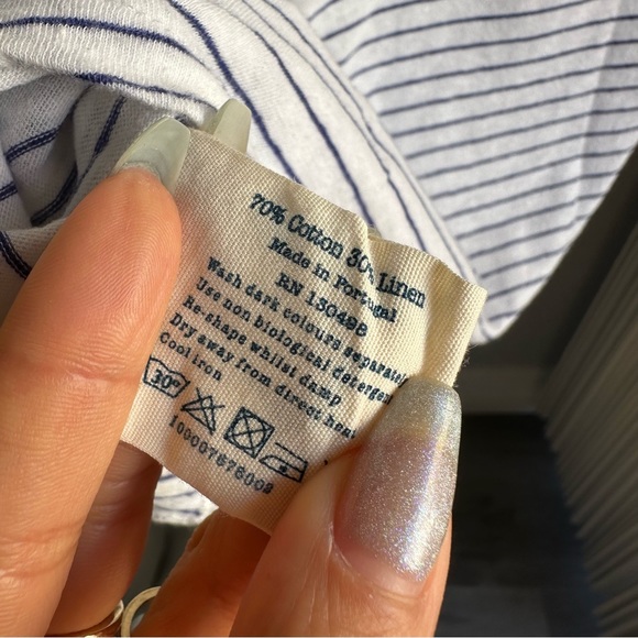NWOT Jack Wills French Striped Cotton Linen Crew Neck T-Shirt in White & Blue - Picture 5 of 5